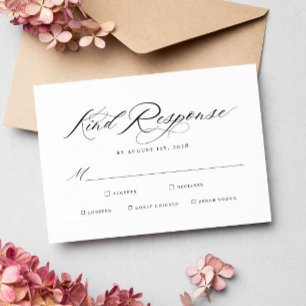 Elegant Chic Calligraphy Wedding Meal Choices RSVP Card