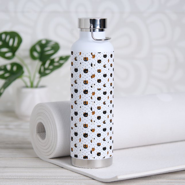 Elegant Chic Cat Patterns  Water Bottle (Yoga)