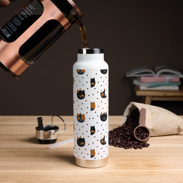 Elegant Chic Cat Patterns  Water Bottle (Coffee)
