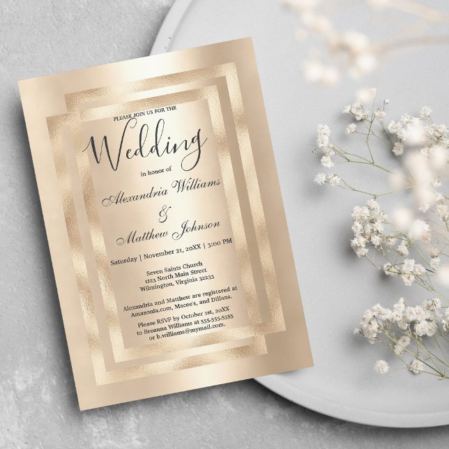Elegant Chic Champagne Gold Glamour Wedding Invitation (Elegant Chic Champagne Gold Glamour Wedding Invitation )