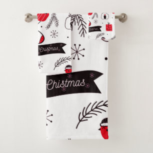 Elegant chic Christmas  pattern Bath Towel Set