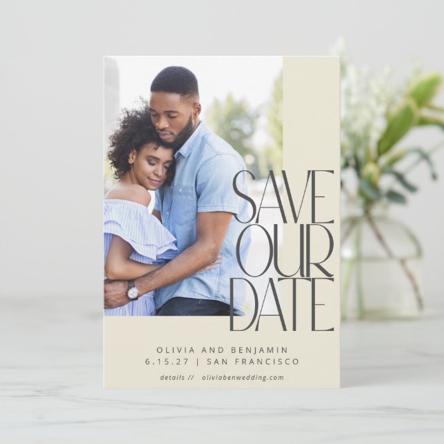 Elegant Chic City Modern Aesthetic Photo Wedding  Save The Date (Standing Front)