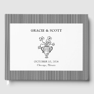 Elegant Chic Classic Black and White Wedding Guest Book