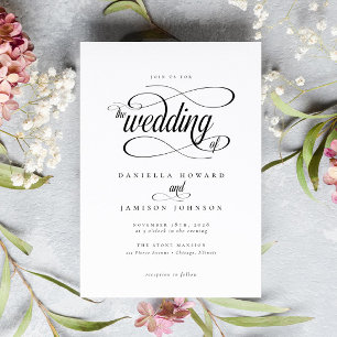 Elegant Chic Classic Calligraphy Script Wedding Invitation
