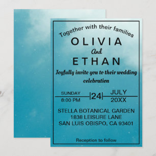 Elegant chic classy blue sky Wedding Invitation