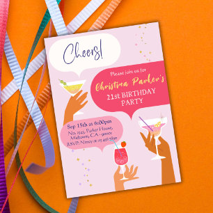 Elegant Chic Cocktail drink themed 21st birthday  Invitation