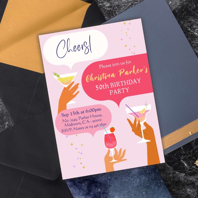 Elegant Chic Cocktail drink themed 50th birthday Invitation (Creator Uploaded)