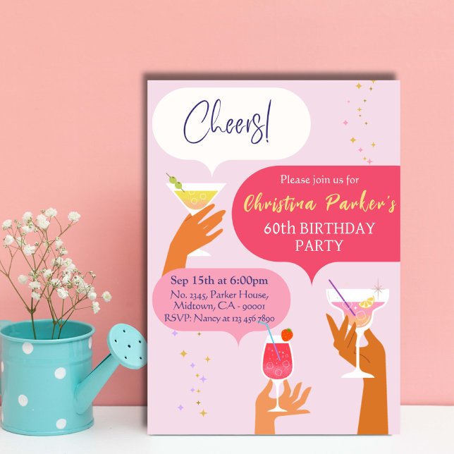 Elegant Chic Cocktail drink themed 60th birthday Invitation (Creator Uploaded)