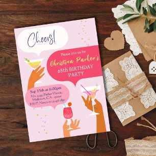 Elegant Chic Cocktail drink themed 65th birthday Invitation