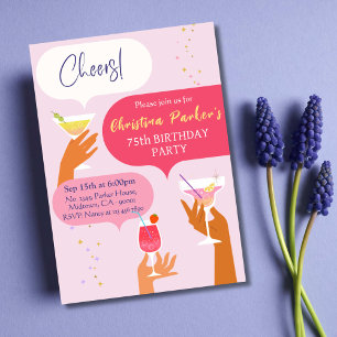 Elegant Chic Cocktail drink themed 75th birthday Invitation