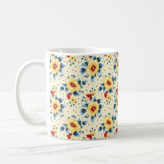 Elegant Chic Colourful Stylish Modern Flowers  Coffee Mug (Left)