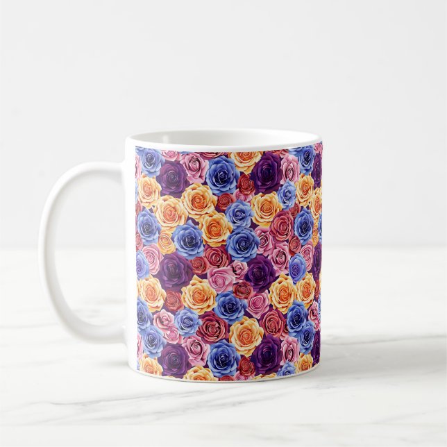 Elegant Chic Colourful Stylish Modern Roses Coffee Mug (Left)