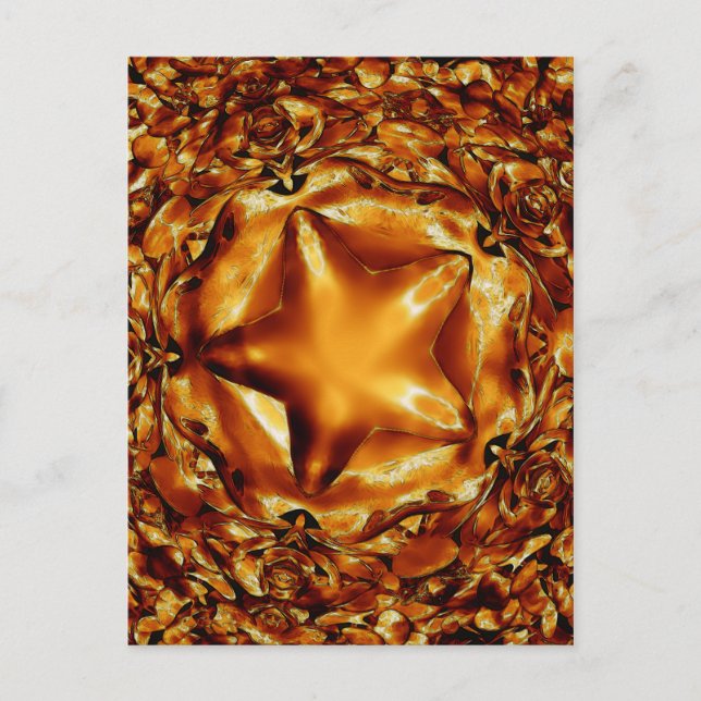 Elegant Chic Copper Gold Christmas Star Holiday Postcard (Front)