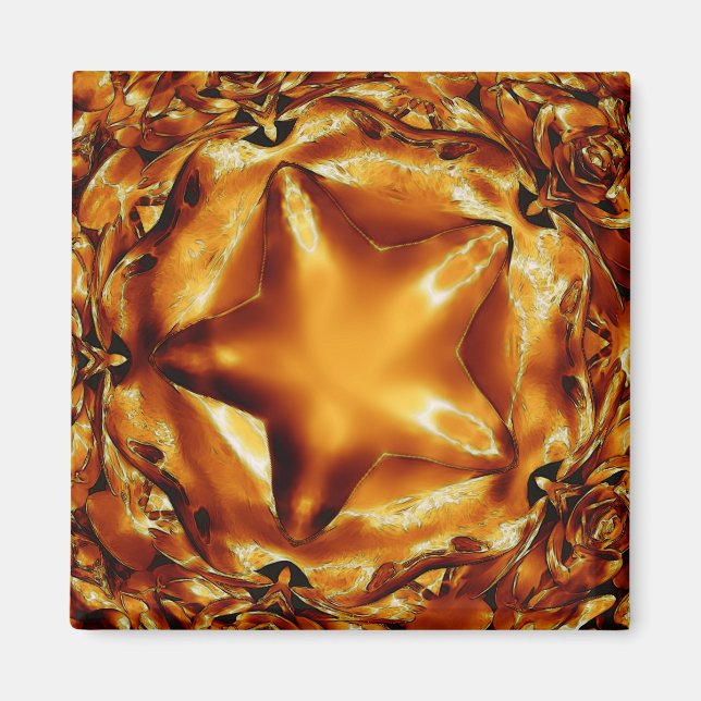 Elegant Chic Copper Gold Christmas Star Magnet (Front)