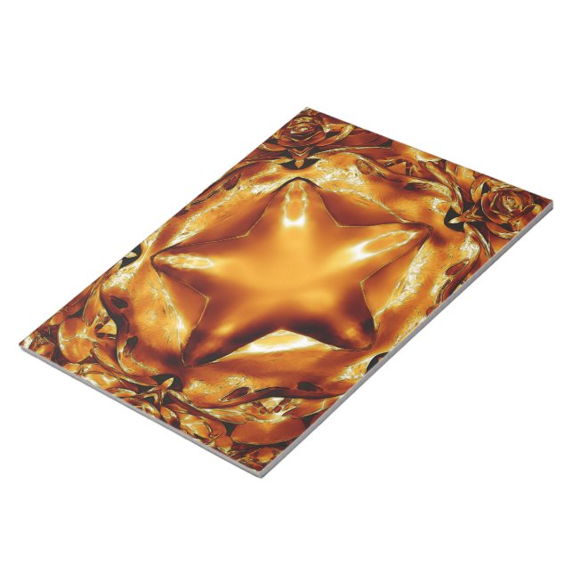 Elegant Chic Copper Gold Christmas Star Notepad (Angled)