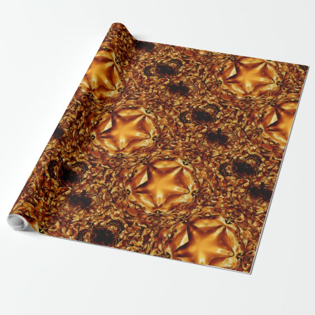 Elegant Chic Copper Gold Christmas Star Wrapping Paper (Unrolled)
