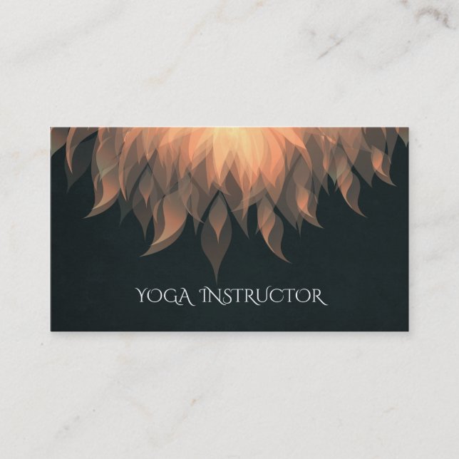 Elegant Chic Copper Gold Yoga Mandala Lotus Floral Business Card (Front)