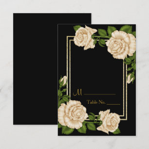 Elegant Chic Corner Ivory Roses Table Number