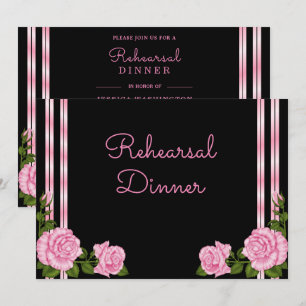 Elegant Chic Corner Rose Bouquet Rehearsal Invitation