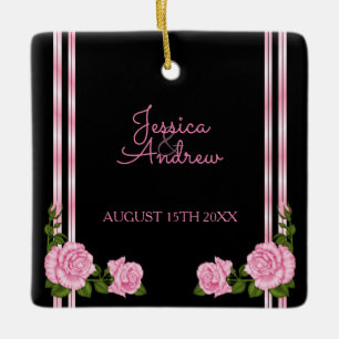 Elegant Chic Corner Rose Bouquet Wedding Ceramic Ornament