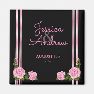 Elegant Chic Corner Rose Bouquet Wedding Magnet