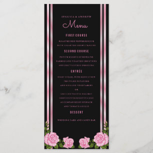 Elegant Chic Corner Rose Bouquet Wedding Menu