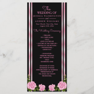 Elegant Chic Corner Rose Bouquet Wedding Programme
