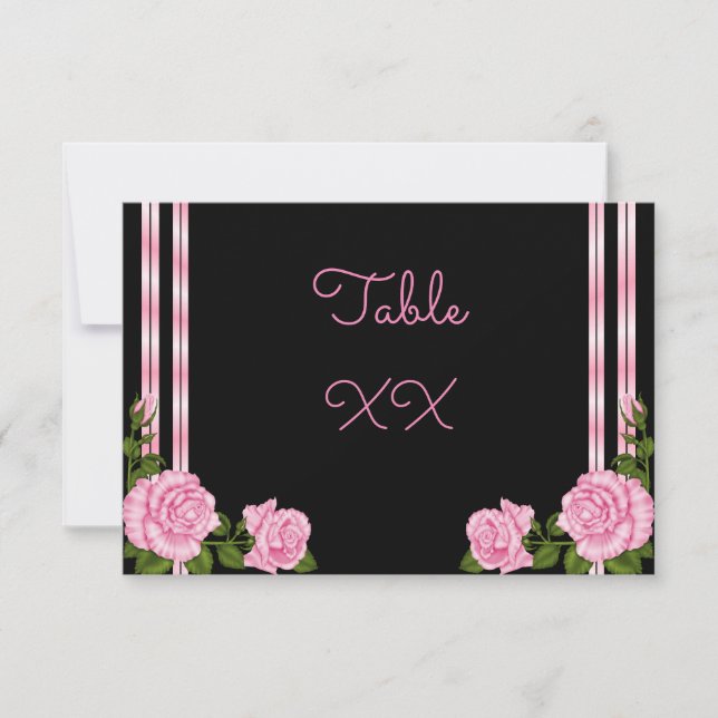 Elegant Chic Corner Rose Bouquet Wedding Table Invitation (Front)