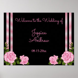 Elegant Chic Corner Rose Bouquet Welcome Poster