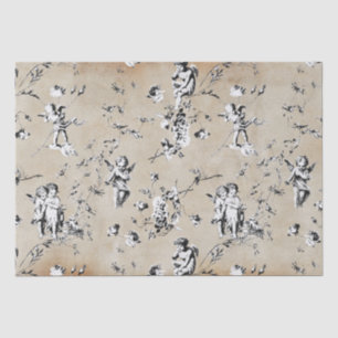 Elegant Chic Cupid Angels Floral Toile Kraft Tissue Paper