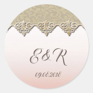 Elegant Chic Damask Classic Round Sticker