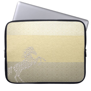 Elegant Chic Damask Horse Pearls Laptop Sleeve