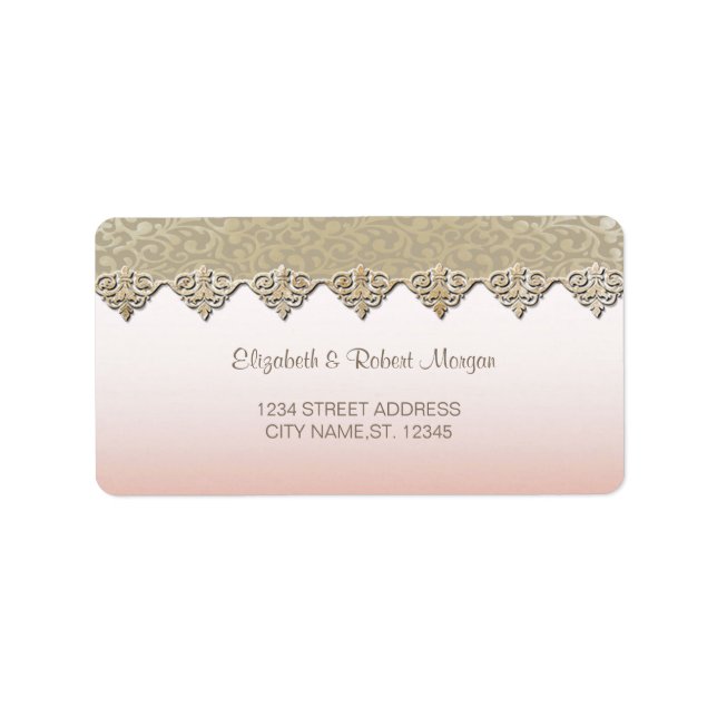Elegant Chic Damask  Wedding Label (Front)