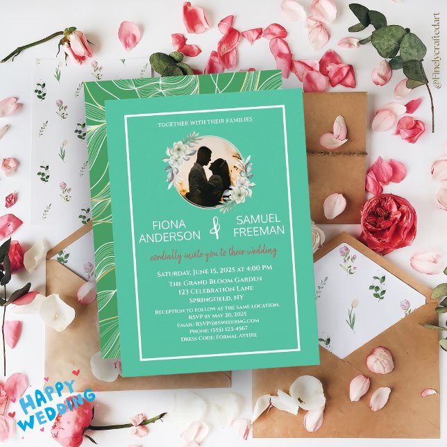Elegant Chic Dark Green Gold Custom Wedding  Invitation (Creator Uploaded)