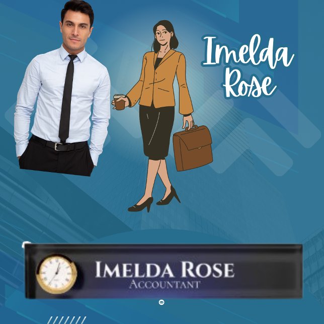 Elegant  Chic Dark Simple Accountant Nameplate (Creator Uploaded)