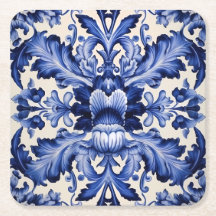 Elegant Chic Delftware Blue Flower 