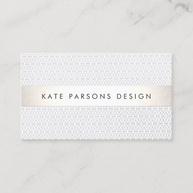 Elegant Chic Designer Silver Striped Pattern Business Card (Front)