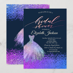 Elegant Chic Diamonds Dress Bridal Shower Invitation