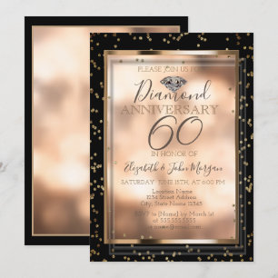 Elegant Chic Diamonds,Frame Wedding Anniversary Invitation