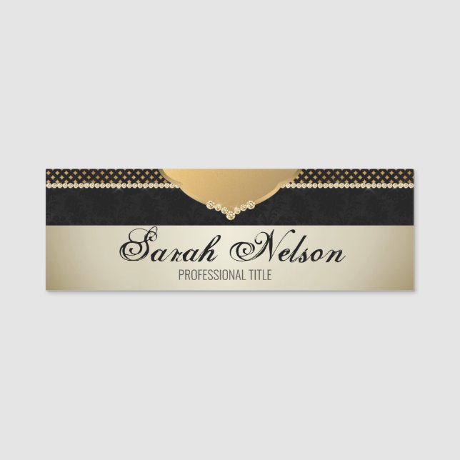 Elegant Chic Diamonds Name Tag (Front)