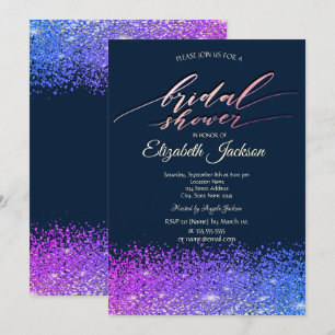 Elegant Chic Diamonds Navy Blue  Bridal Shower Invitation
