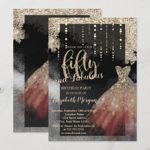 Elegant Chic Dress 50th Birthday Party  Invitation