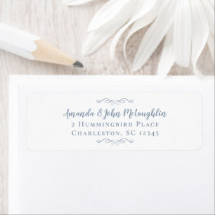 Elegant Chic Dusty Bue Calligraphy Return Address