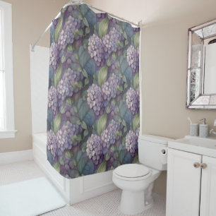 Elegant chic dusty purple boho watercolor floral shower curtain