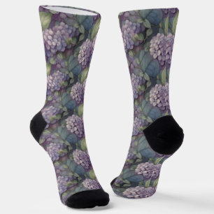 Elegant chic dusty purple boho watercolor floral  socks