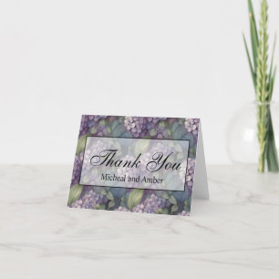 Elegant chic dusty purple boho watercolor floral thank you card