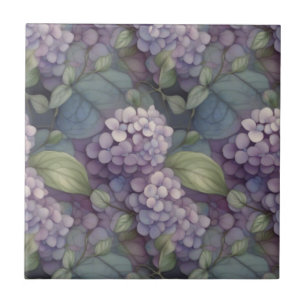 Elegant chic dusty purple boho watercolor floral  tile