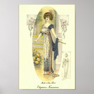 Elegant Chic Edwardian French Fashion Plate  Poster