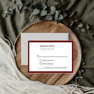 Elegant & Chic Emerald Burgundy wedding RSVP Card