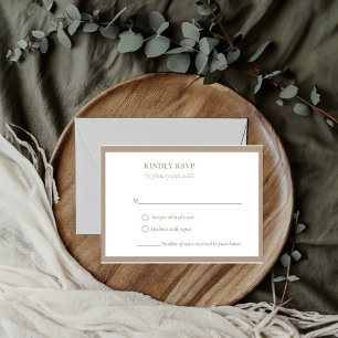 Elegant & Chic Emerald Taupe wedding RSVP Card